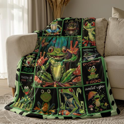Cute Frog Throw Blanket, Frog Blanket for Girls, Flannel Fleece Ultra-Soft Micro Lightweight Cozy Comfort for Bedroom Couch Sofa Adults Kids All Seasons 60"x50"