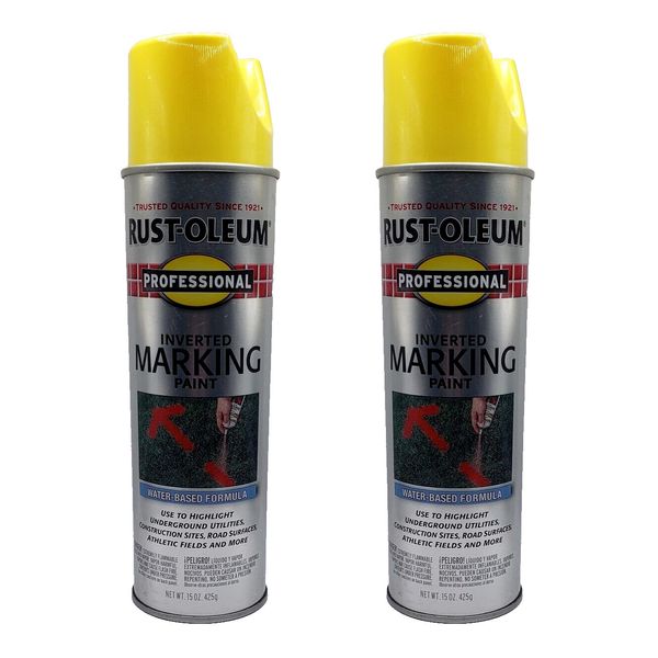 Hi-Vis Yellow Professional Inverted Marking Spray Paint 15oz Rust-Oleum Qty 2