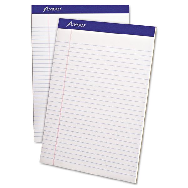 Ampad 20320 Perforated Writing Pad, 8 1/2 x 11 3/4, White, 50 Sheets (Pack of 12)