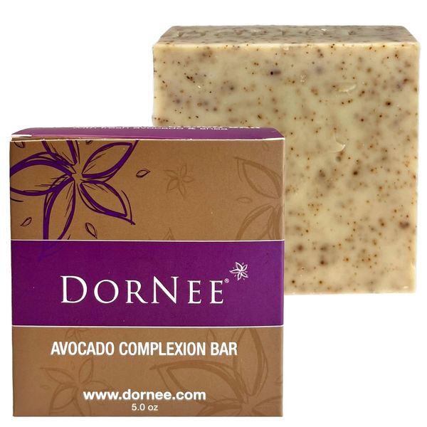 DorNeé Avocado Complexion Bar, Facial Bar, Oily Skin, Gentle Exfoliation, Natural, Made With Fresh Avocado Puree, Shea Butter, Essential Oil Blend (5 oz)