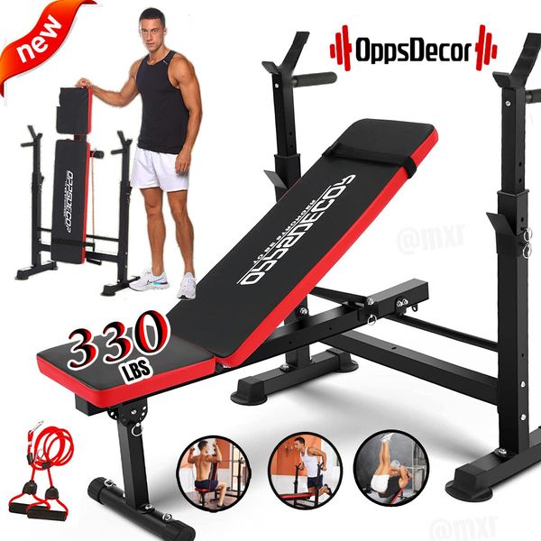 330lbs Weight Bench Foldable Adjustable Olympic Workout Bench Full Body Exercise