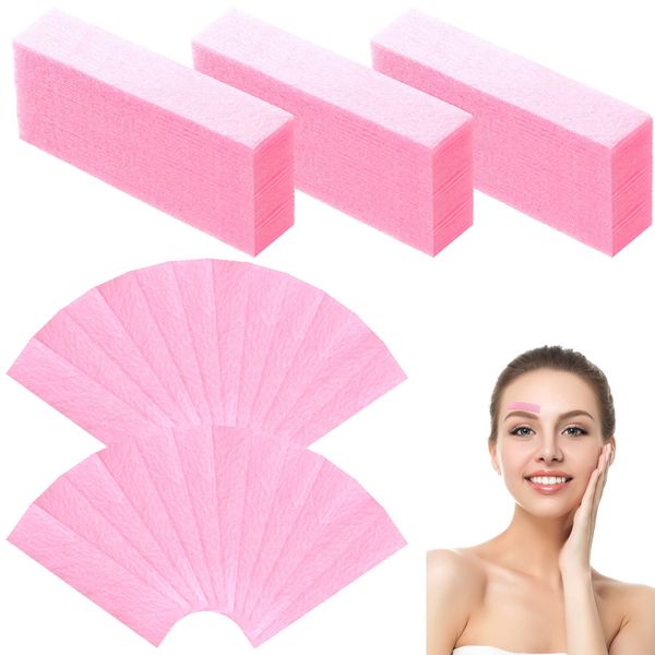 400 Pieces Eyebrows Wax Strips Eyebrow Hair Removal Wax Paper Facial Waxing Strips for Women Girls Men Eyebrow Body Face Lip (0.39 x 1.97 Inch, Pink)