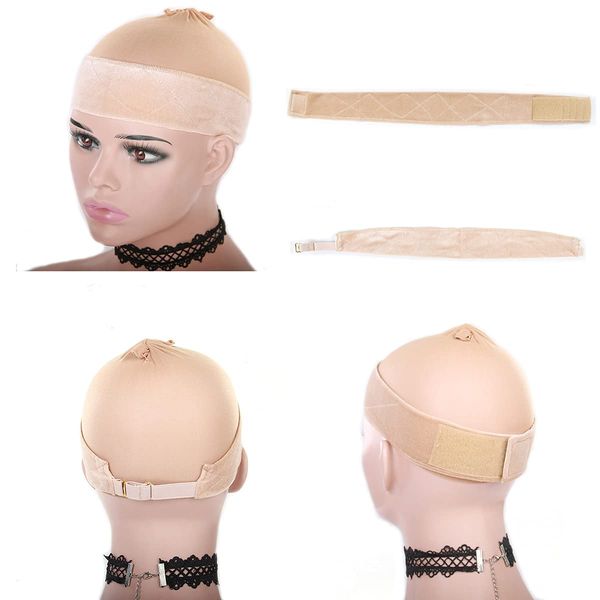 TOBBST Wig Grip Headbands for Women,2 Pieces Adjustable wig grip band for lace front,No Slip Wig Scarf Hat Grip Wig Band (Beige)