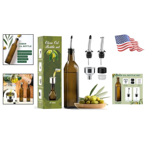 Versatile Oil Decanter Set with Dual Stainless Steel Pourers and Funnel