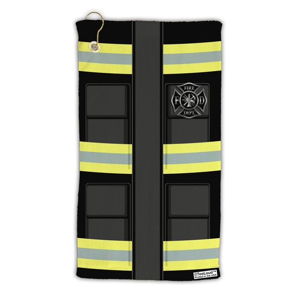 TooLoud Firefighter Black AOP Micro Terry Gromet Golf Towel 15" x 22" All Over Print