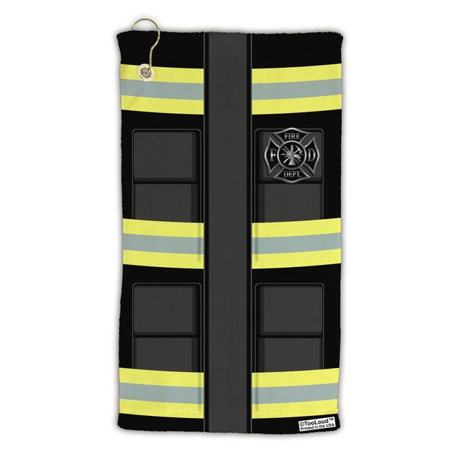 TooLoud Firefighter Black AOP Micro Terry Gromet Golf Towel 15" x 22" All Over Print