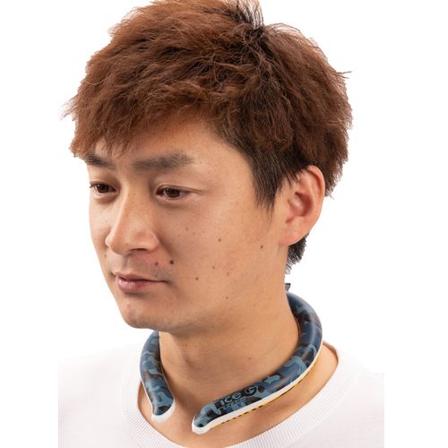 Y's God Japan ICG-TMB-L ice-G Neck Cooling Tube, Reversible, Slim, Lightweight, 2.0 Type, Tiger Army Blue, Size L