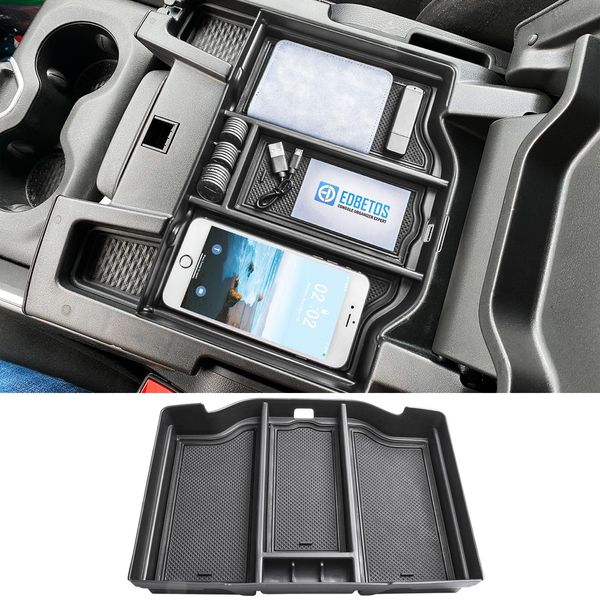 EDBETOS Full Center Console Organizer Compatible with 2019-2023 2024 Dodge RAM 1500 2500 3500 Accessories ABS Plastic Material Insert Tray Secondary Storage Armrest Box, Black