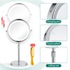 Nicesail LED Lighted Tabletop Makeup Mirror of 8 Inch, Rechargeable Mirror with Light of 3 Colors, Brightness Adjustable, Height Adjustable, Double Sided Mirror in Chrome Finish (8 Inch, 7X)