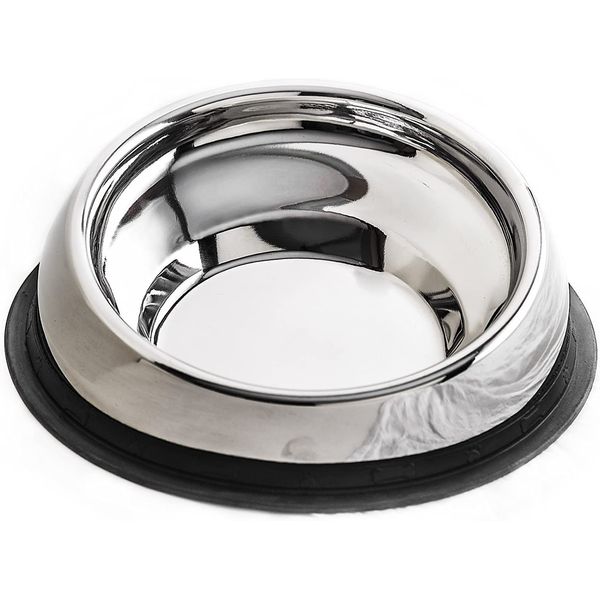 Enhanced Pet Bowl, Stainless Steel Slanted Dog Bowl with Raised Ridge for Flat-Faced Dog Breeds or Cats, Food-Grade Non-Slip No Spill Bowl for Dogs, Less Mess, Less Gas, and Better Digestion, Small