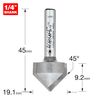 Advanced Trend - 11/3 X 1/4TC - Router Bit, 1/4" V Groove 45° x18mm - - -