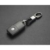 Black Genuine Leather Universal Gun Metal Key Remote Ring Strap Keychain Holder