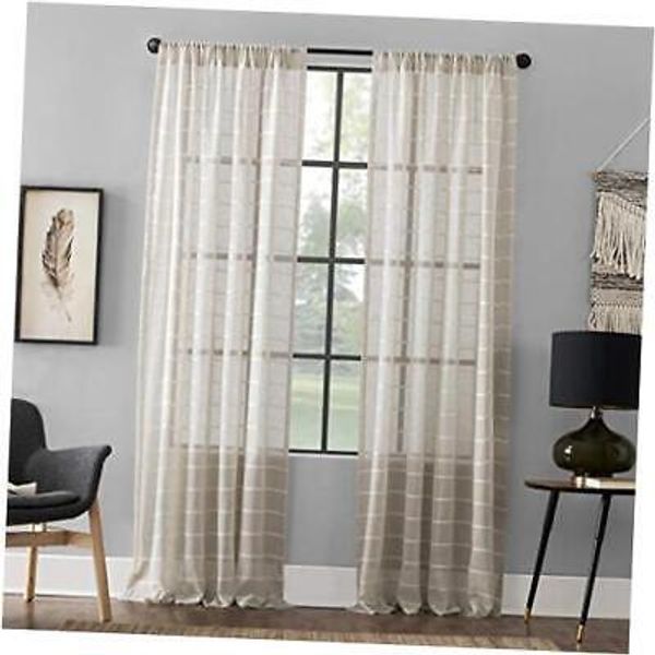 Twill Stripe Anti-Dust Allergy/Pet Friendly Anti-Dust Sheer Curtain Panel,