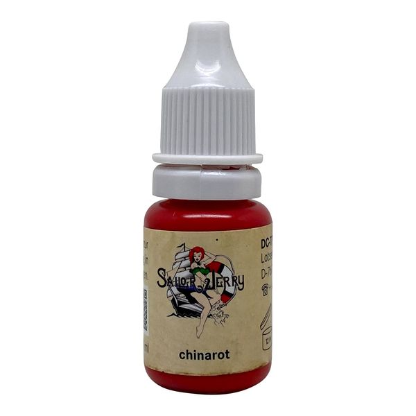 REACH-konforme Sailor Jerry Tattoofarbe Chinarot (China Rot) 10 ml. Made in GERMANY. Mit Zertifikat. Tätowierfarbe, Tattoo Ink, Vertrieb durch HAN-SEN GmbH