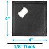 Eurow Dual Function Stainless Steel and PU Leather Coaster & Bottle Opener, 4-Pack, Black