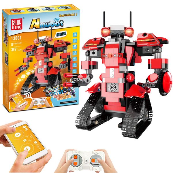 STEM Robot Toys for Kids, Cool Science Building Block Kit, Fun Educational Remote Control Toy with App Control for Learning for 8 9 10 11 12 13 14 Year Old Boys and Girls (Red)