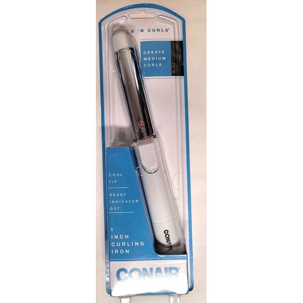 Conair Curls 'n Curls Curling Iron 1 Inch White Creates Medium Curls Cool Tip