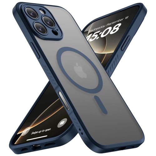 CellEver Strong Magnetic for iPhone 16 Pro Case with Camera Control Capture Button [Camera Protection] [Military Drop Protection] [Compatible with MagSafe] Slim Translucent Matte Cover, Navy Blue