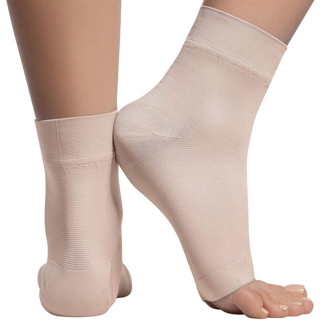 KEMFORD Ankle Compression Sleeve - 20-30mmhg Open Toe Compression Socks for Swelling, Plantar Fasciitis, Sprain, Neuropathy - Brace for Women and Men