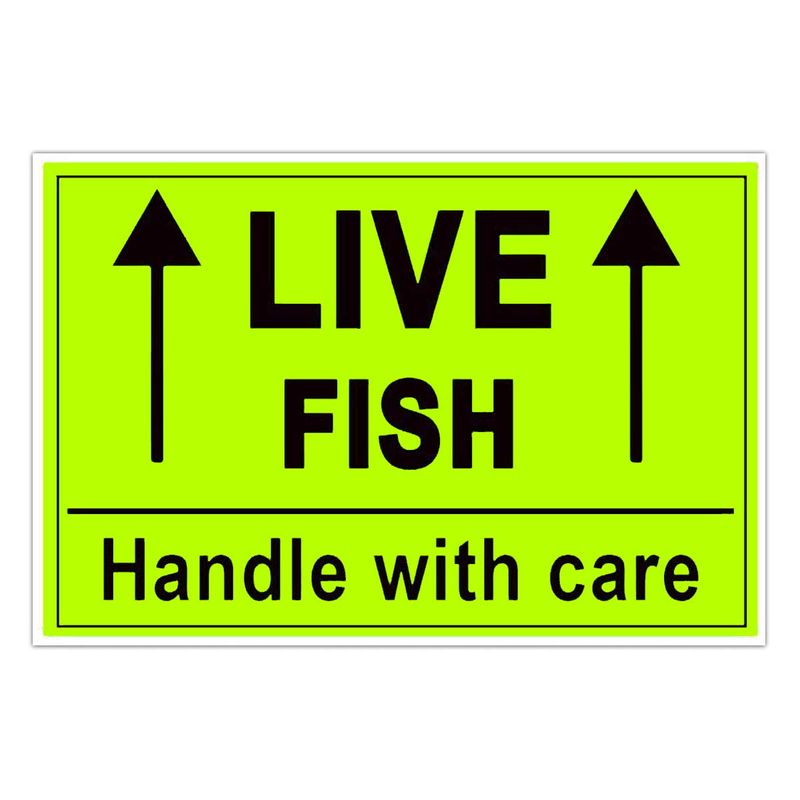 Live Fish Stickers Shipping Labels,2 X 3 Inch Fluorescent Green Please ...