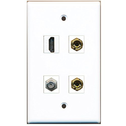 RiteAV - 1 Port HDMI 1 Port Coax Cable TV- F-Type 2 Port Banana Speaker Wall Plate