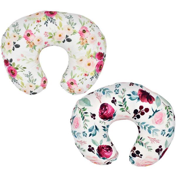 Little Jump 2 Pack Floral Nursing Pillow Cover Slipcover for Breastfeeding Pillows, Soft and Stretchy Safely Breastfeeding Pillow Cover for Girl (Floral)