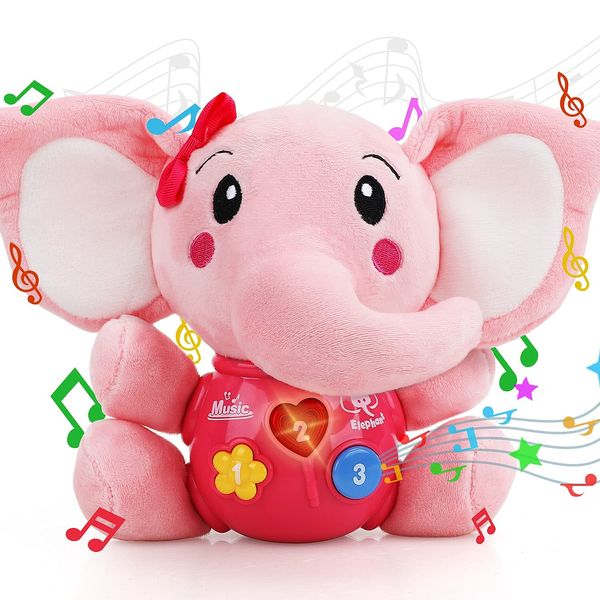 STEAM Life Baby Girl Toys 0-6 Months Baby Boy Infant Girls Gifts Musical Toys for Newborn Girl Toys 0-3 Month Plush Elephant Toy Infant Toys 6-12 Months Newborn Baby Easter Gifts for Girls