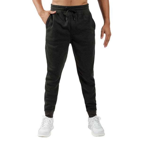 90 Degree Men's Jogger Pants with Tonal Drawstring - Heather Grey / XL