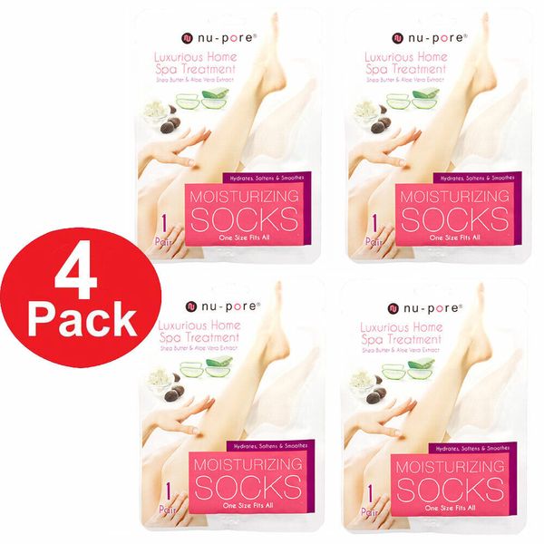 4 Pairs Moisturizing Socks Foot Spa Home Treatment Aloe Skin Moisture Dry Feet