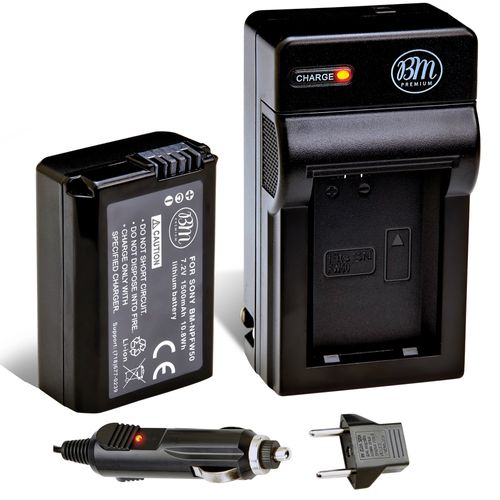 BM NP-FW50 Battery and Charger for Sony ZV-E10, A6100, Alpha a99 II, a3000, a5000, a6000, a6300, a6400, a6500, Alpha 7, a7, Alpha 7R, a7R, A7S, A7SII, A7II, NEX-F3K, NEX-5, NEX-6, NEX-7, DSC-RX10