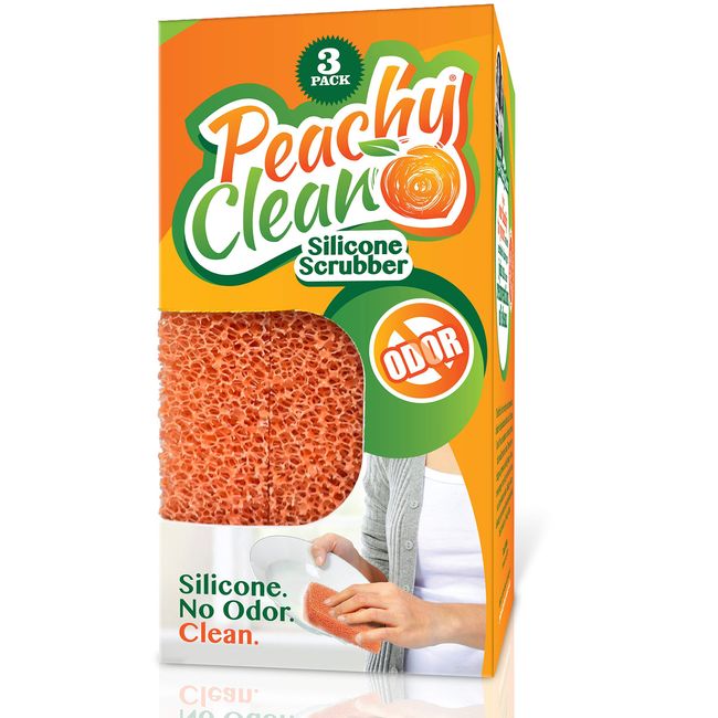 Peachy Clean Silicone Kitchen Dish Scrubber - Peach Scented