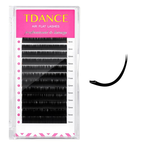 TDANCE Flat Lashes - Super Soft Air Flat Lash Extensions, 0.15-0.2mm, Matte Black, Salon Use