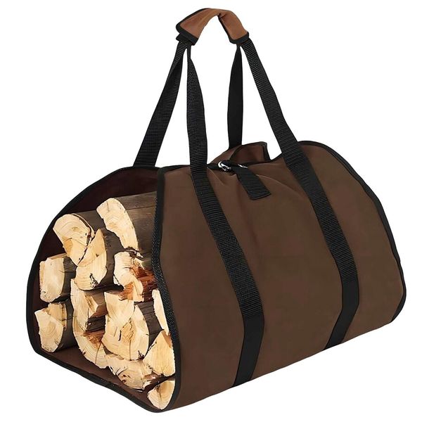 Firewood Carrier BagDurable Fireplace Logs Holder Portable Wood Bag w/ Handle US