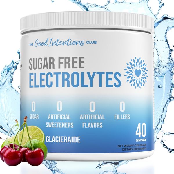 The Good Intentions Club Sugar Free Electrolytes Powder, No Artificial Sweeteners or Flavors, Glacierade Flavor, 40 Servings, 8 oz