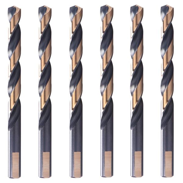 6 PCS,7/16", Black and Gold Twist Drill Bits