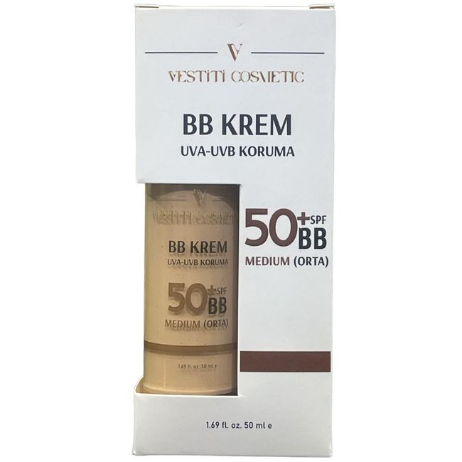 Vestiti Kozmetik BB Krem Medium, Orta Ton, UVA - UVB +50 SPF Koruma, 50 ml…