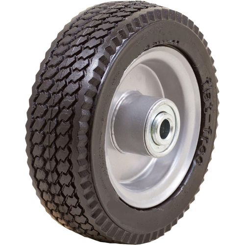 (2-Pack) 2.50-4” Solid PU Run-Flat Tire Wheel Assemblies - 8” Flat Free Tubeless Tires and Wheels for Utility Equipment - 5/8” Axle Bore Hole, 2 1/4” Offset Hub, and Double-Sealed Ball Bearings