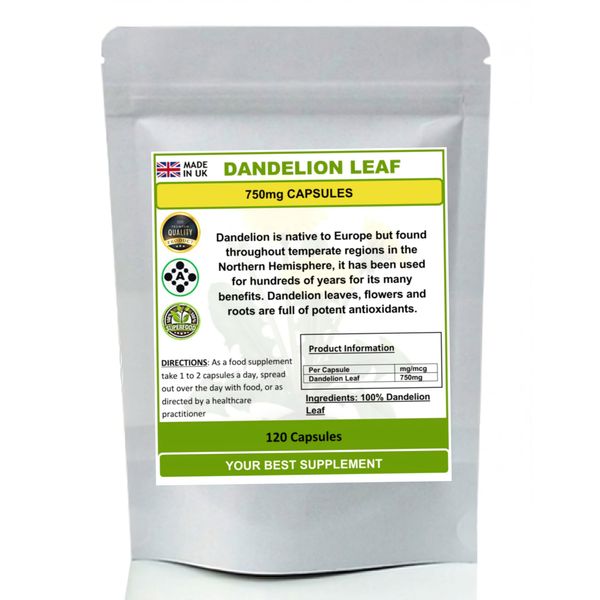 Dandelion Leaf Capsules 750mg Antioxidant,Digestion aid,Liver Support 120