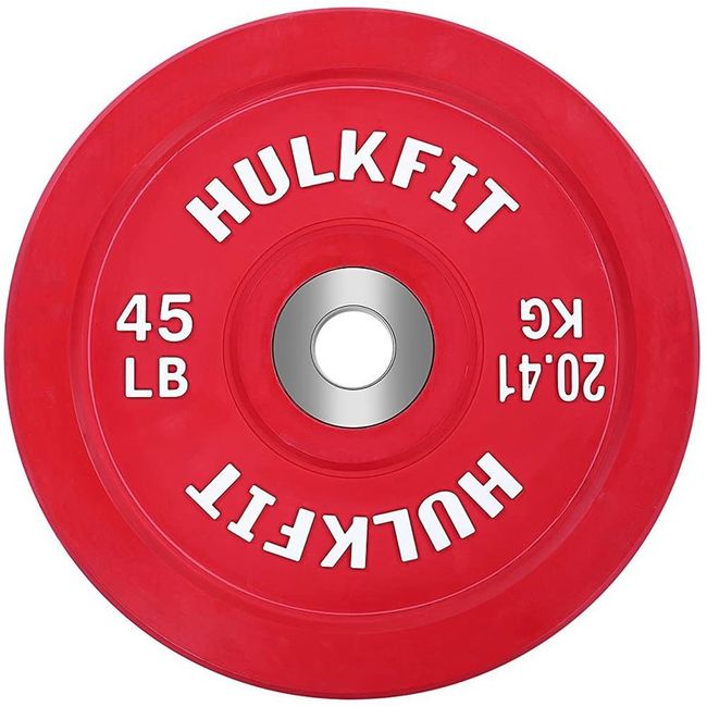 HulkFit Olympic 5.1cm (2in) Rubber Bumper Plate Stainless Steel Insert Purple Single 303972, 55lbs