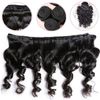 loose wave bundle with closure (20 22 24+18, natural black color)
