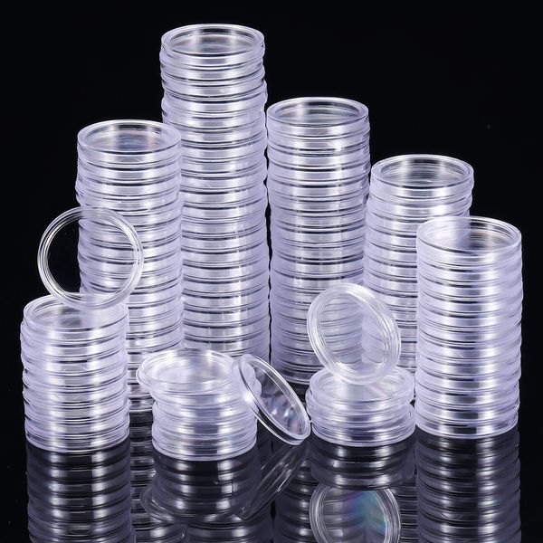 HoitoDeals 10Pcs 28mm Plastic Round Coin Capsules, Coin Wallets Container Case for Coin Collection