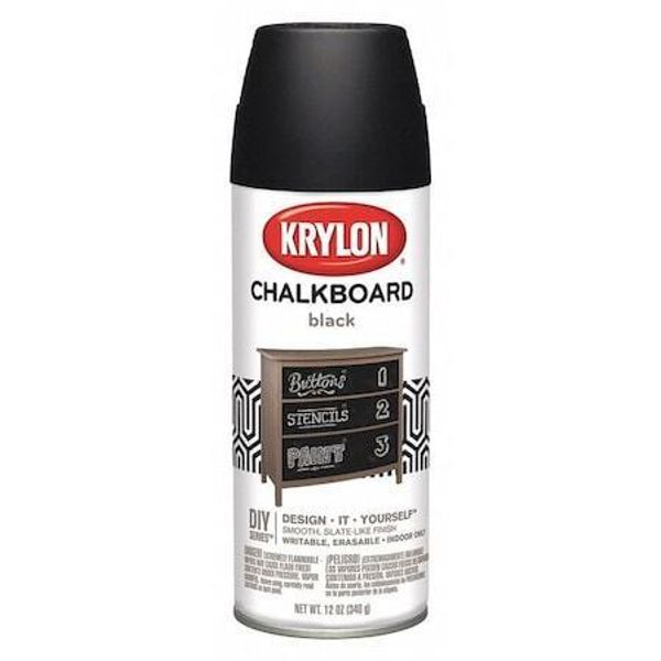 Krylon I00807007 Chalkboard Spray Paint, Black, Flat, 12 Oz