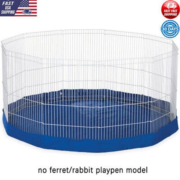 Small Animal Playpen Mat/Cover  61" Dia Blue Ferret Rabbit Easy Clean Durable US