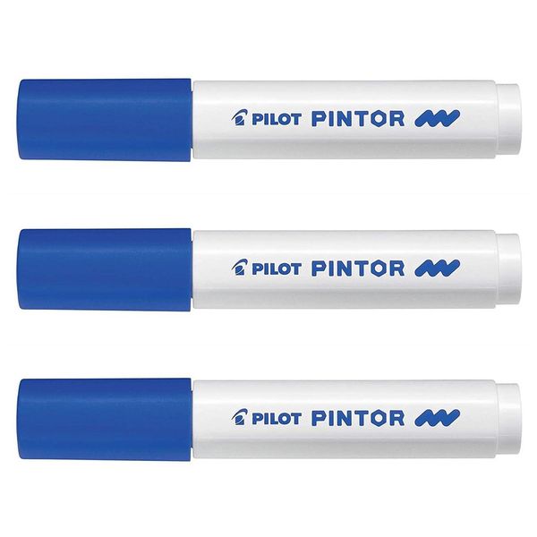 PILOT Pintor Pigment Markers Pack of 3 Medium Tip Blueaa