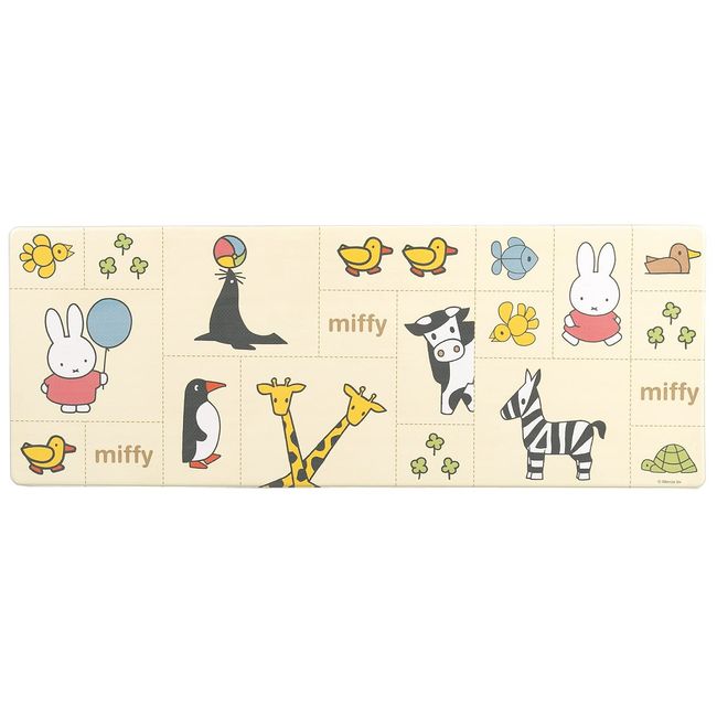 Senko Miffy 65796 Minna Nakayoshi Wiping PVC Kitchen Mat, Approx. 17.7 x 47.2 inches (45 x 120 cm), Beige, Character Miffy Animal