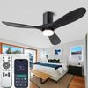52" Flush Mount Ceiling Fans with Lights and Remote/App Control, 3CCT Dimmable L