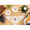 Porcelain Dinnerware Set for 4 - 16 Piece Set White and Gold Roses Tableware