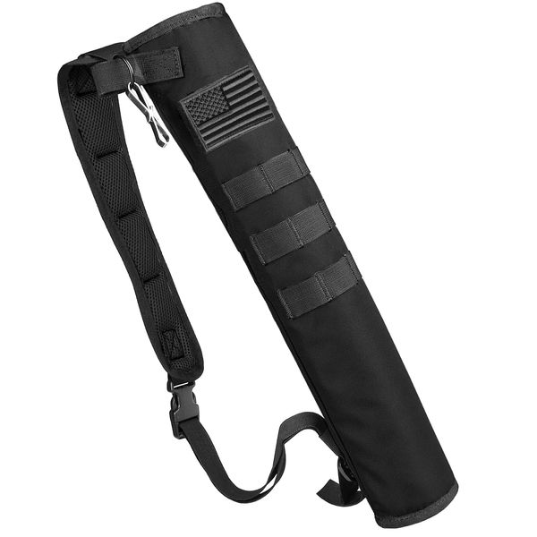 KRATARC Archery Lightweight Back Arrow Quiver Dual Use Foldable Compact Hip Arrows Bag with Molle System Hanged for Target Shooting (Black- diameter 3.5'')