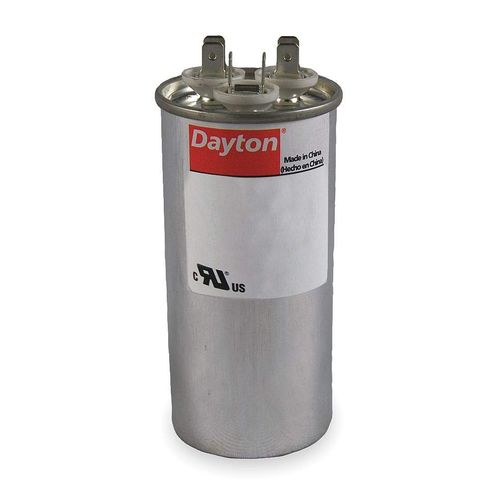 Dayton Round Motor Dual Run Capacitor, 70/5 Microfarad Rating, 370VAC Voltage - 6FLR5