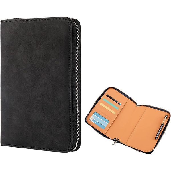 BetterJonny A5 Notebook Cover, Zipper Periodicals Notebook Cover, YKK Zipper, PU Leather, Schedule Book Cover, Hand Sewn, Card Storage, Pen Holder, Waterproof, Managing Schedules, For People Who Can